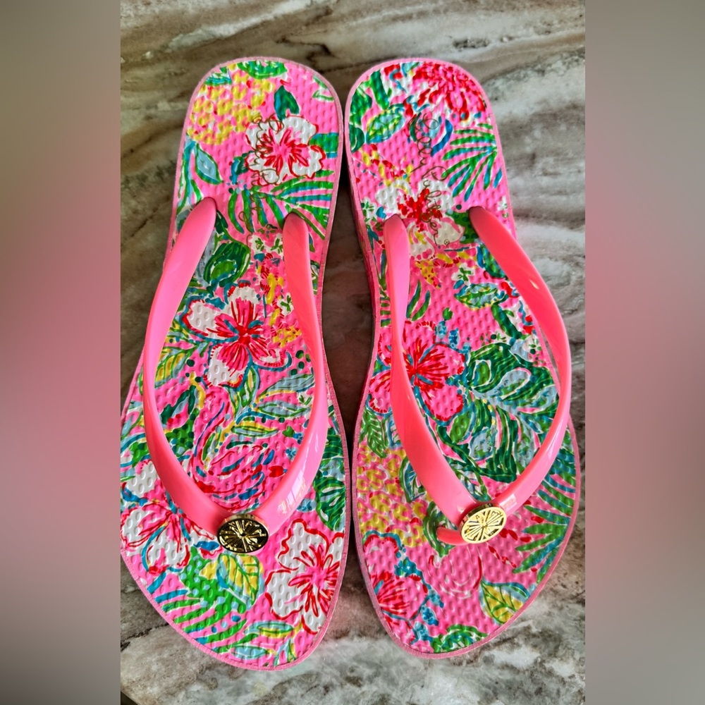 Lilly Pulitzer Pool Flip-Flop Sz 8 - Picture 3 of 16